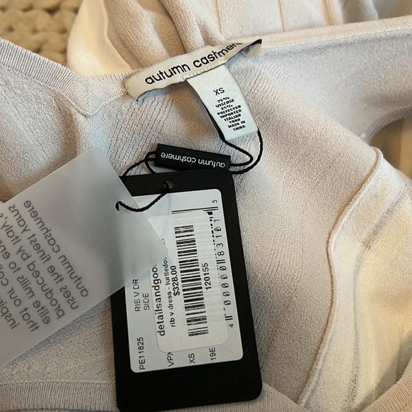 Autumn Cashmere Rib V-Neck Dress with Contrast Side NWT - Picture 2 of 2